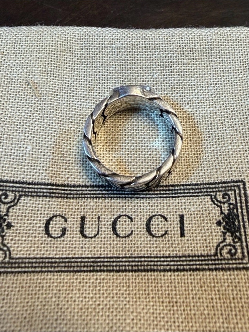 New Authentic Gucci GG Green Logo Ring Size IT 10 / US 5.25 - Picture 12 of 13